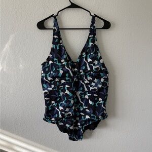 Serra Blue and White One Piece Swimwear Classic Design